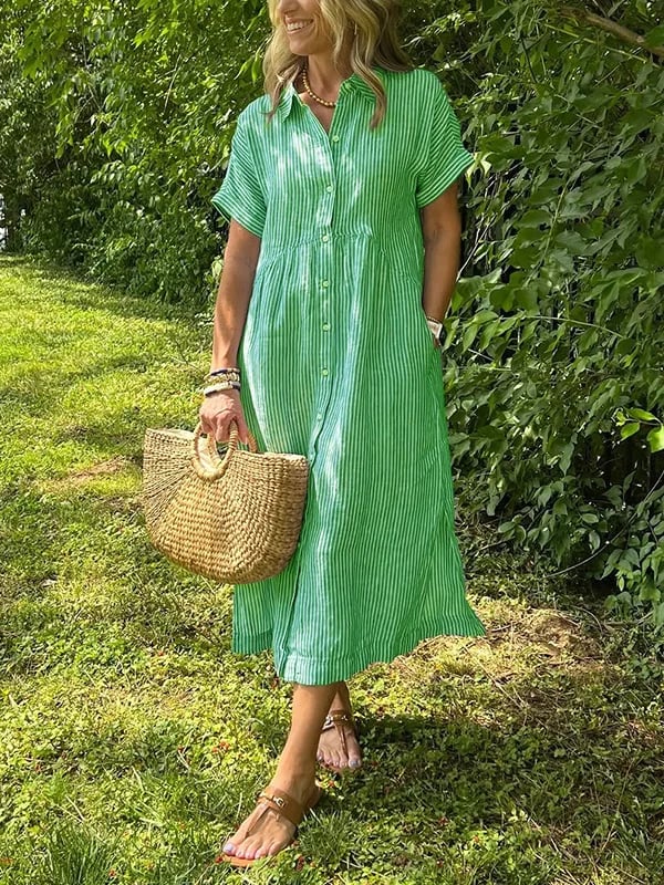 MONA | ELEGANTES GESTREIFTES KLEID