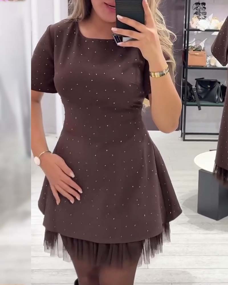 CHRISTEL | MINI-KLEID MIT GLITZERTÜLL-SAUM