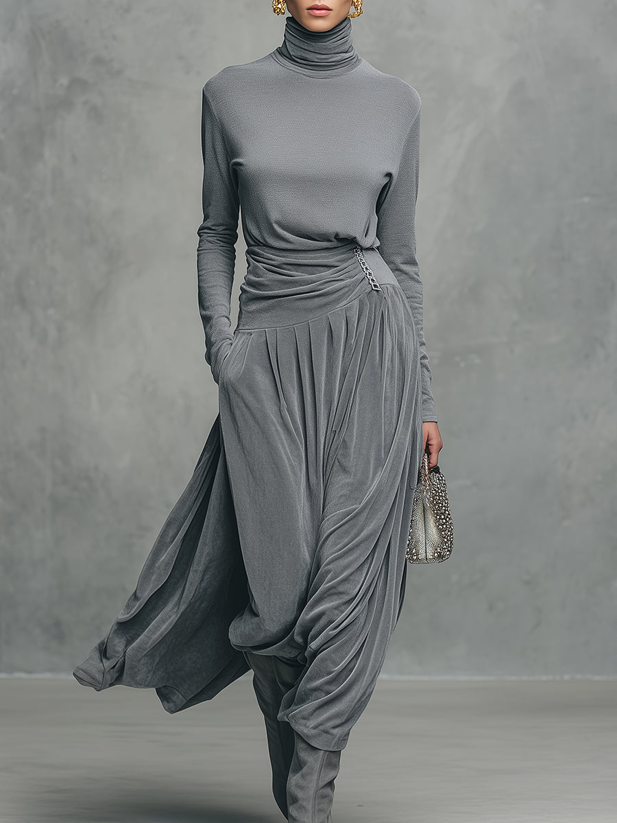 EMMA | ELEGANTES SET AUS STEHKRAGEN-TOP UND SAMTROCK