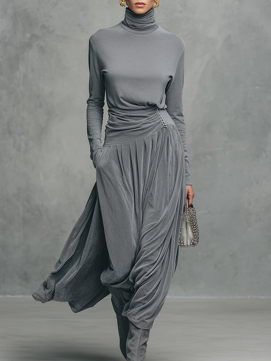 EMMA | ELEGANTES SET AUS STEHKRAGEN-TOP UND SAMTROCK