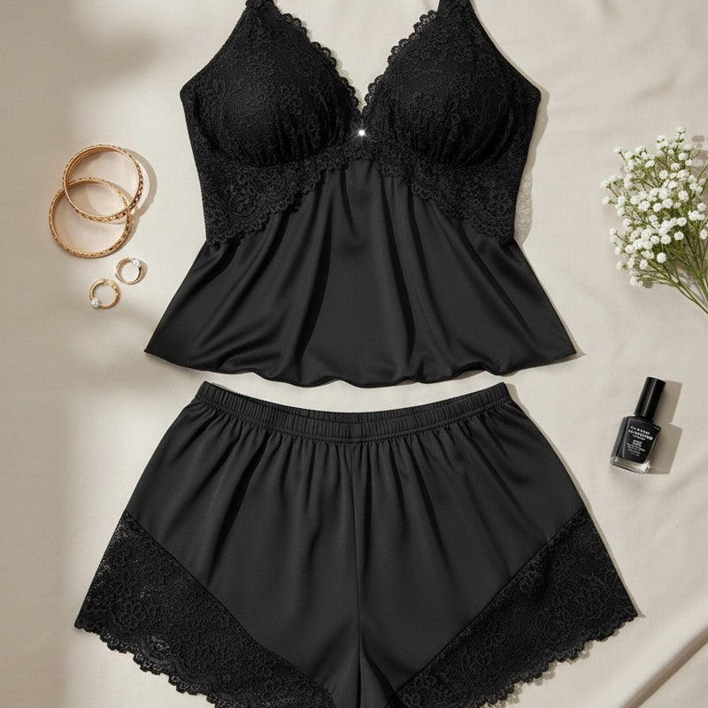 TRUDY | PYJAMA-SET MIT SPITZENBESATZ