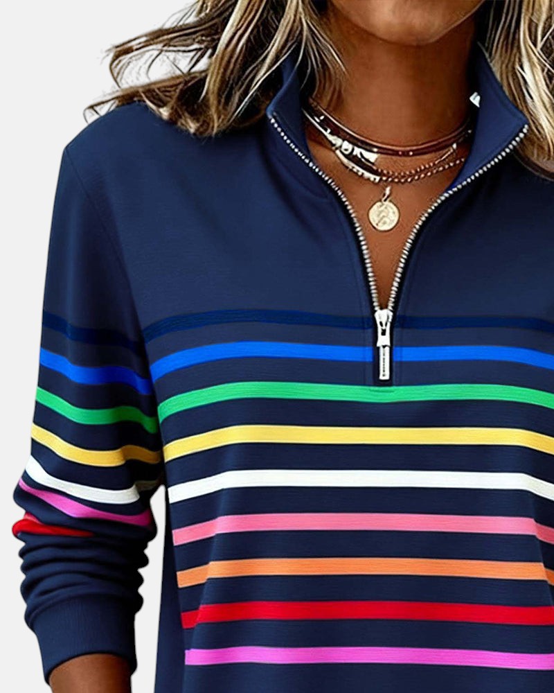 SERENELLE | REGENBOGEN-GESTREIFTES ZIP-SWEATSHIRT