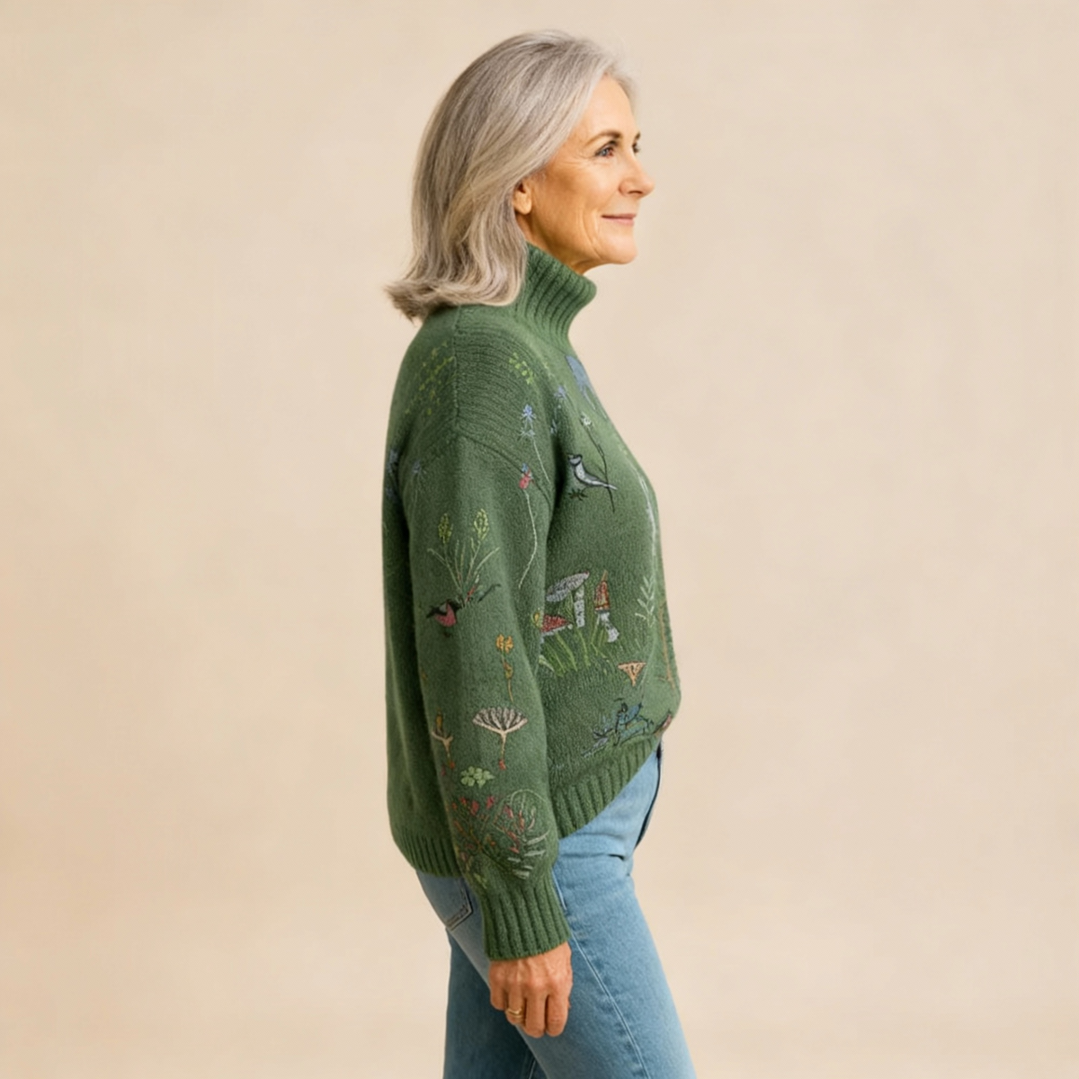 ZOE | WARMER FLORALER ROLLKRAGENPULLOVER