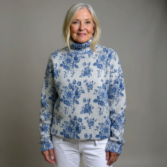 MAISIE | STRICKROLLKRAGENPULLOVER BLUE BLOSSOM