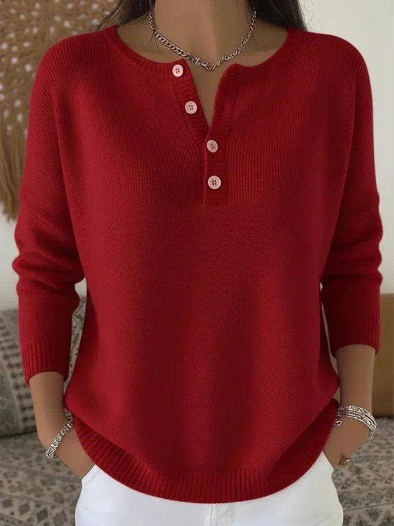 HELENA | HENLEY-STRICKPULLOVER MIT KNOPFLEISTE