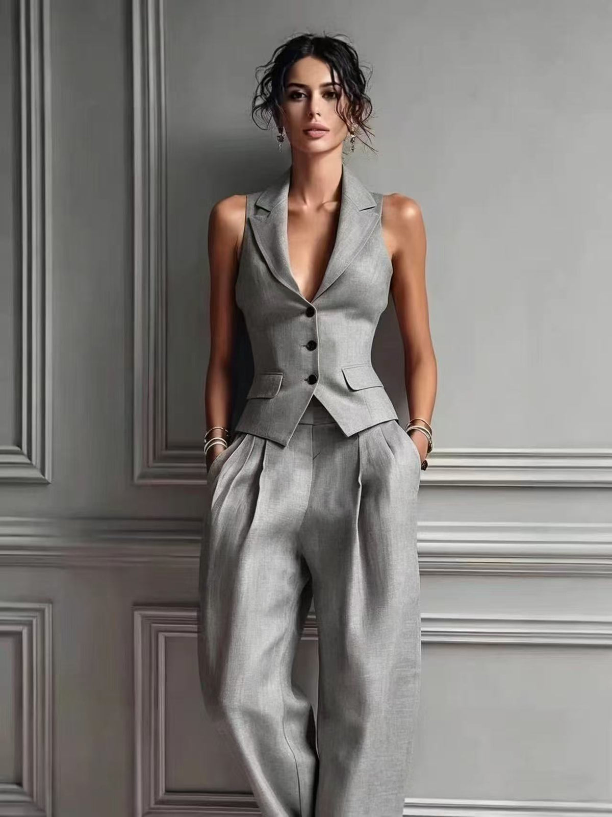 VIVIENNE | TAILLIERTE WESTE & HOSE MIT WEITEM BEIN SET