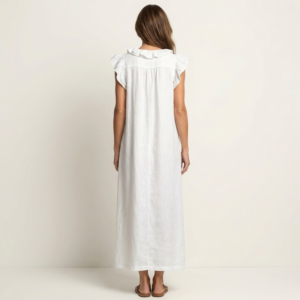 JOSETTE | ELEGANTES MAXIKLEID MIT V-AUSSCHNITT UND RÜSCHEN