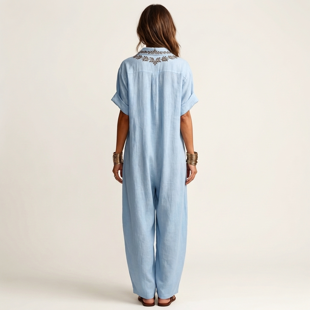 PETRA | MAXIKLEID MIT BESTICKTEM V-AUSSCHNITT