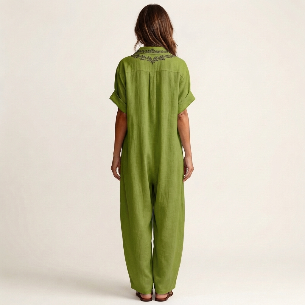 PETRA | MAXIKLEID MIT BESTICKTEM V-AUSSCHNITT