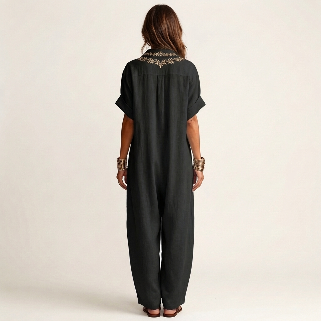 PETRA | MAXIKLEID MIT BESTICKTEM V-AUSSCHNITT