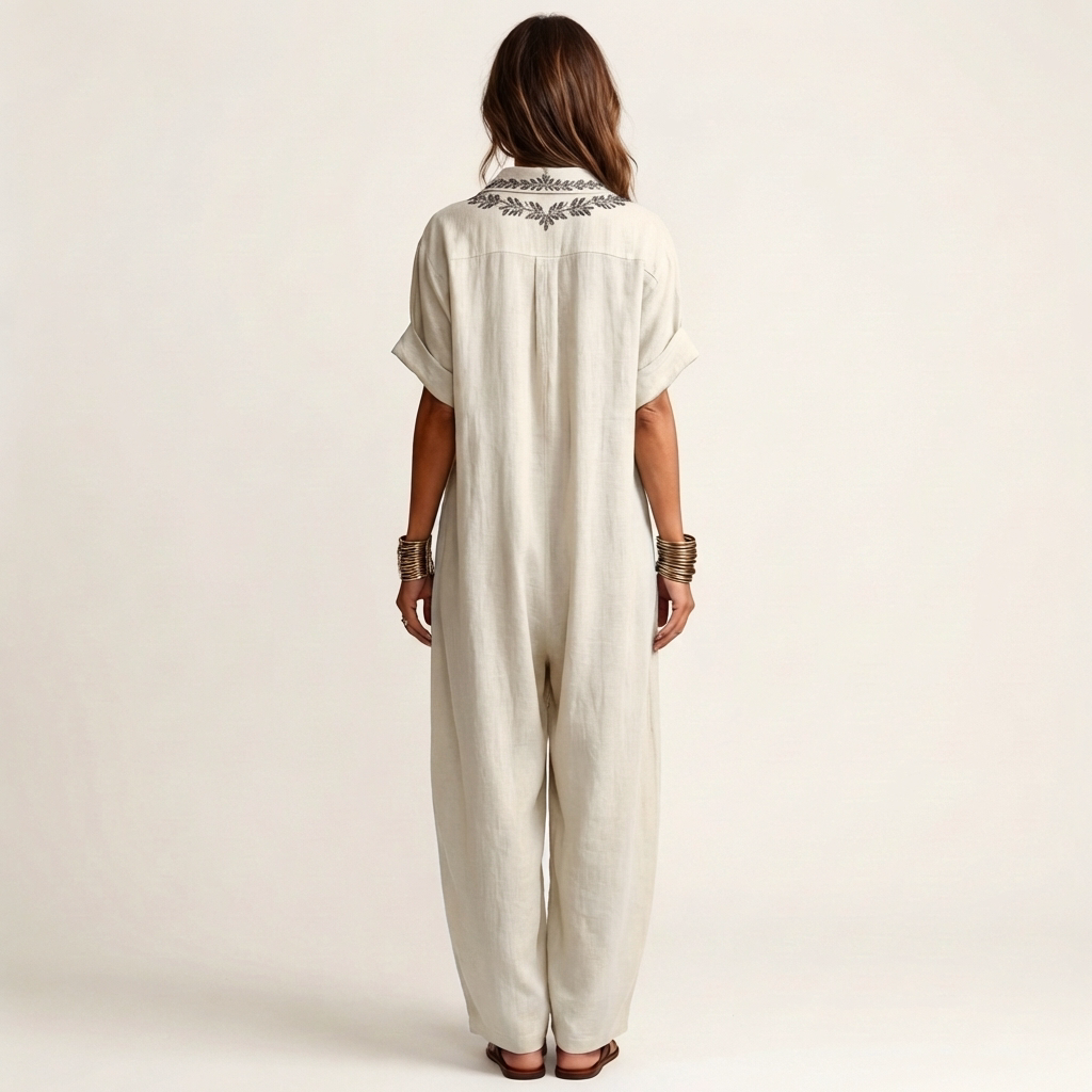 PETRA | MAXIKLEID MIT BESTICKTEM V-AUSSCHNITT