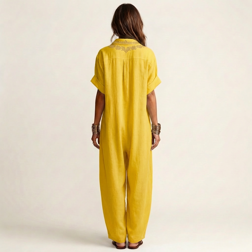 PETRA | MAXIKLEID MIT BESTICKTEM V-AUSSCHNITT