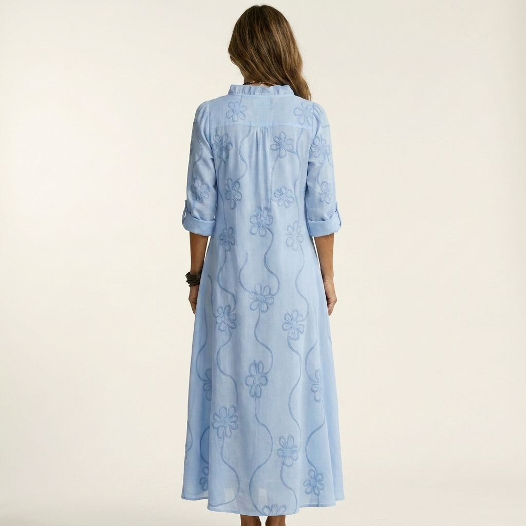 ODALYS | MAXIKLEID MIT TON-IN-TON-BLUMENSTICKEREI