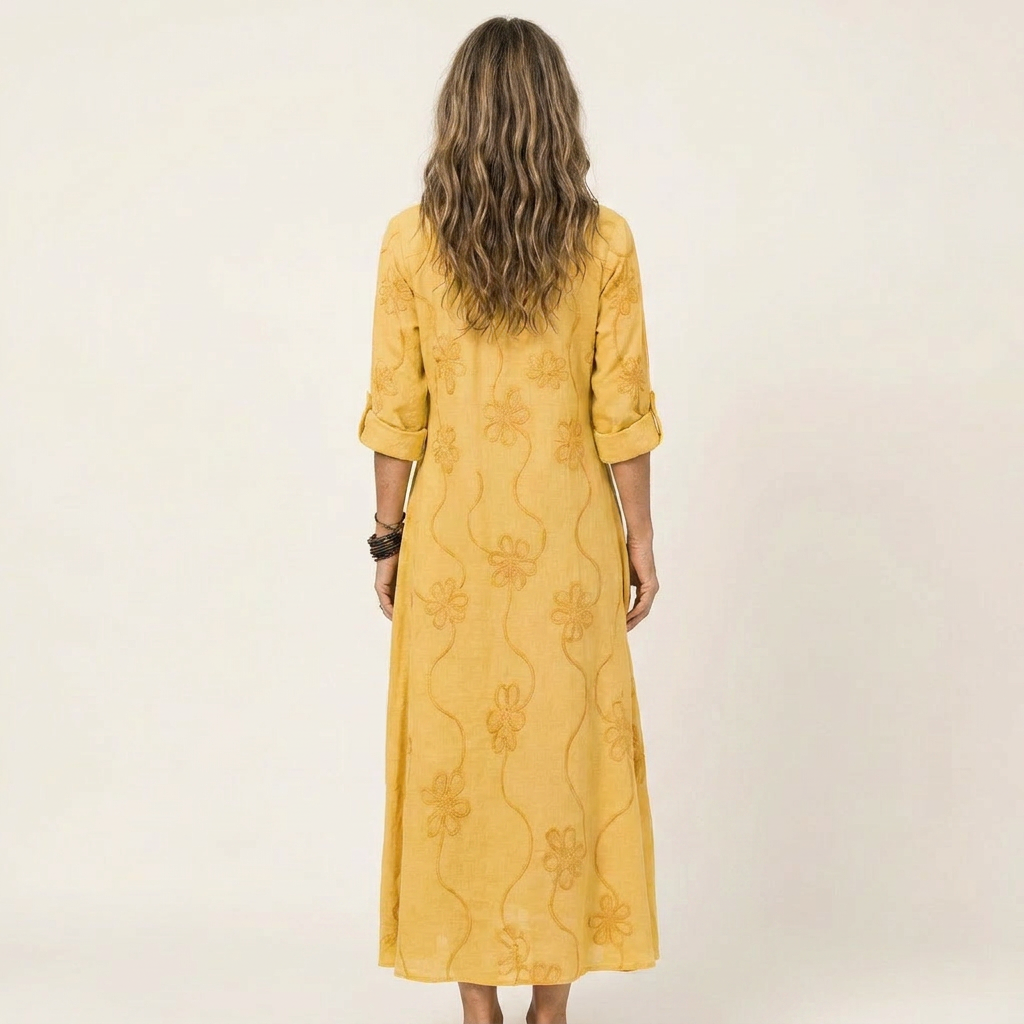 ODALYS | MAXIKLEID MIT TON-IN-TON-BLUMENSTICKEREI