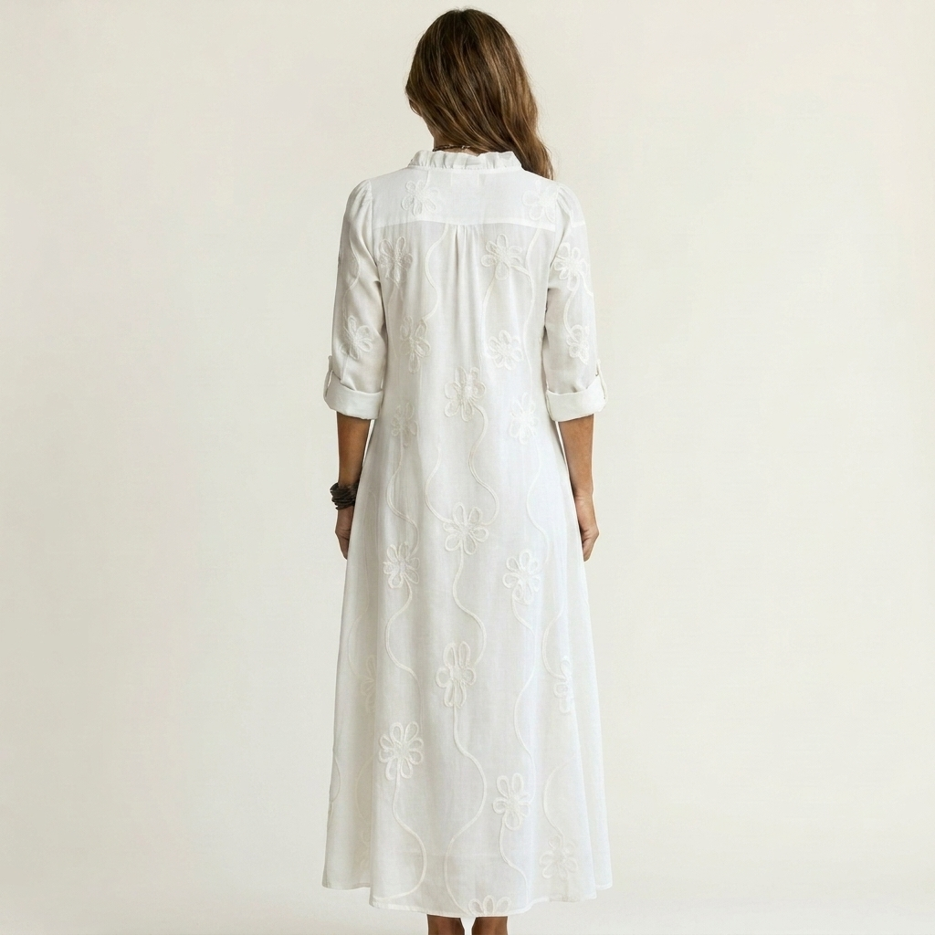 ODALYS | MAXIKLEID MIT TON-IN-TON-BLUMENSTICKEREI
