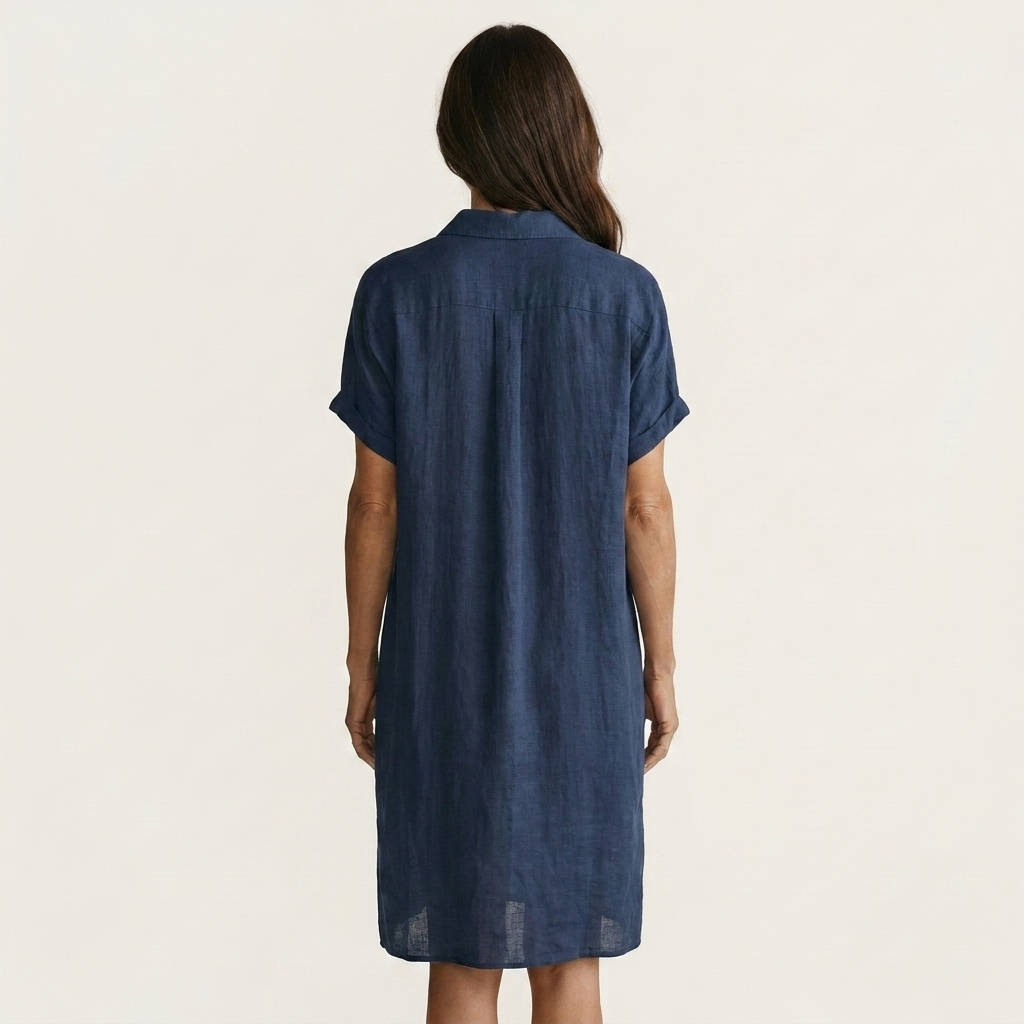 FLORENTINE | MIDI-HEMDBLUSENKLEID MIT UMGESCHLAGENEN ÄRMELN