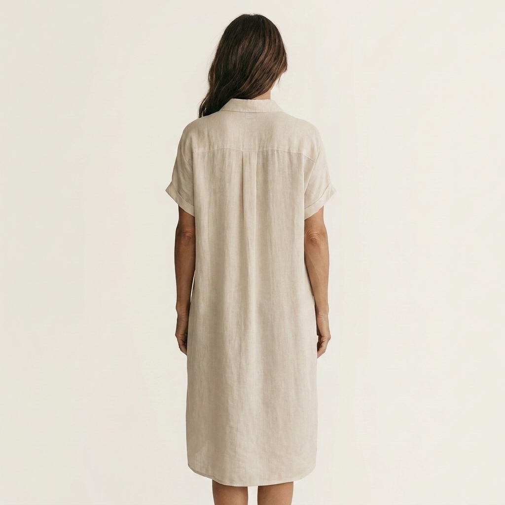 FLORENTINE | MIDI-HEMDBLUSENKLEID MIT UMGESCHLAGENEN ÄRMELN
