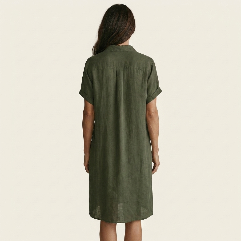FLORENTINE | MIDI-HEMDBLUSENKLEID MIT UMGESCHLAGENEN ÄRMELN