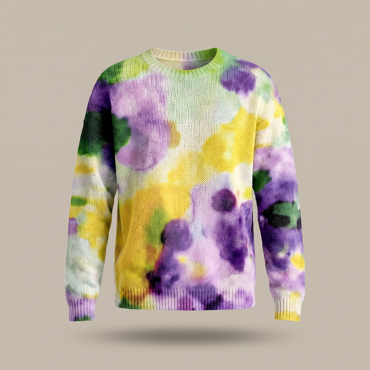 VIOLETTA | LILA TIE-DYE BLUMEN-PULLOVER MIT RUNDAUSSCHNITT