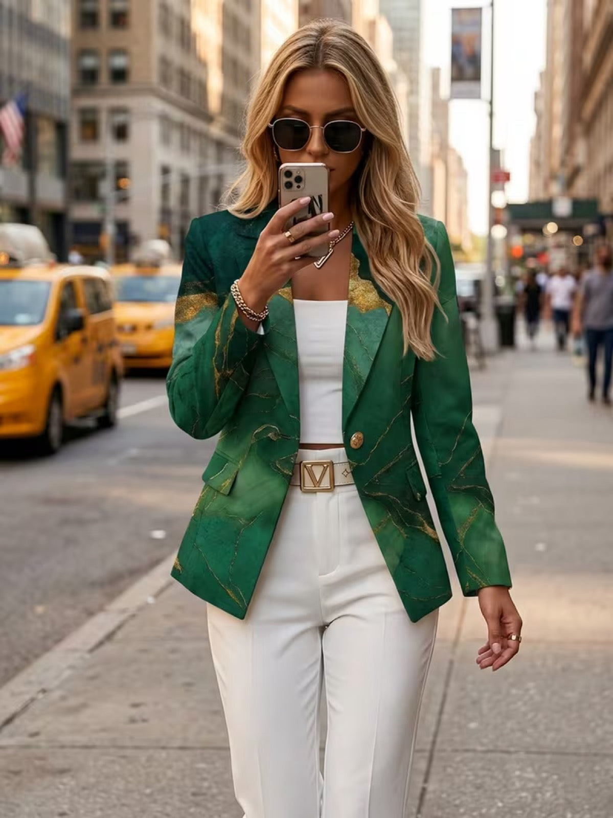 HONORINE | BLAZER AUS SMARAGD-MARMOR