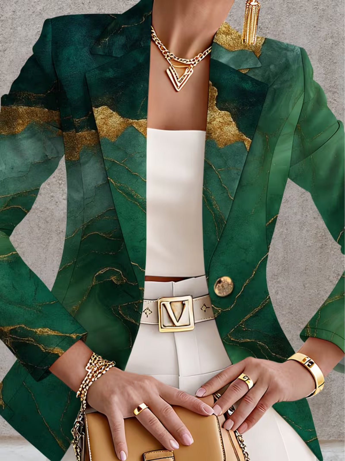 HONORINE | BLAZER AUS SMARAGD-MARMOR