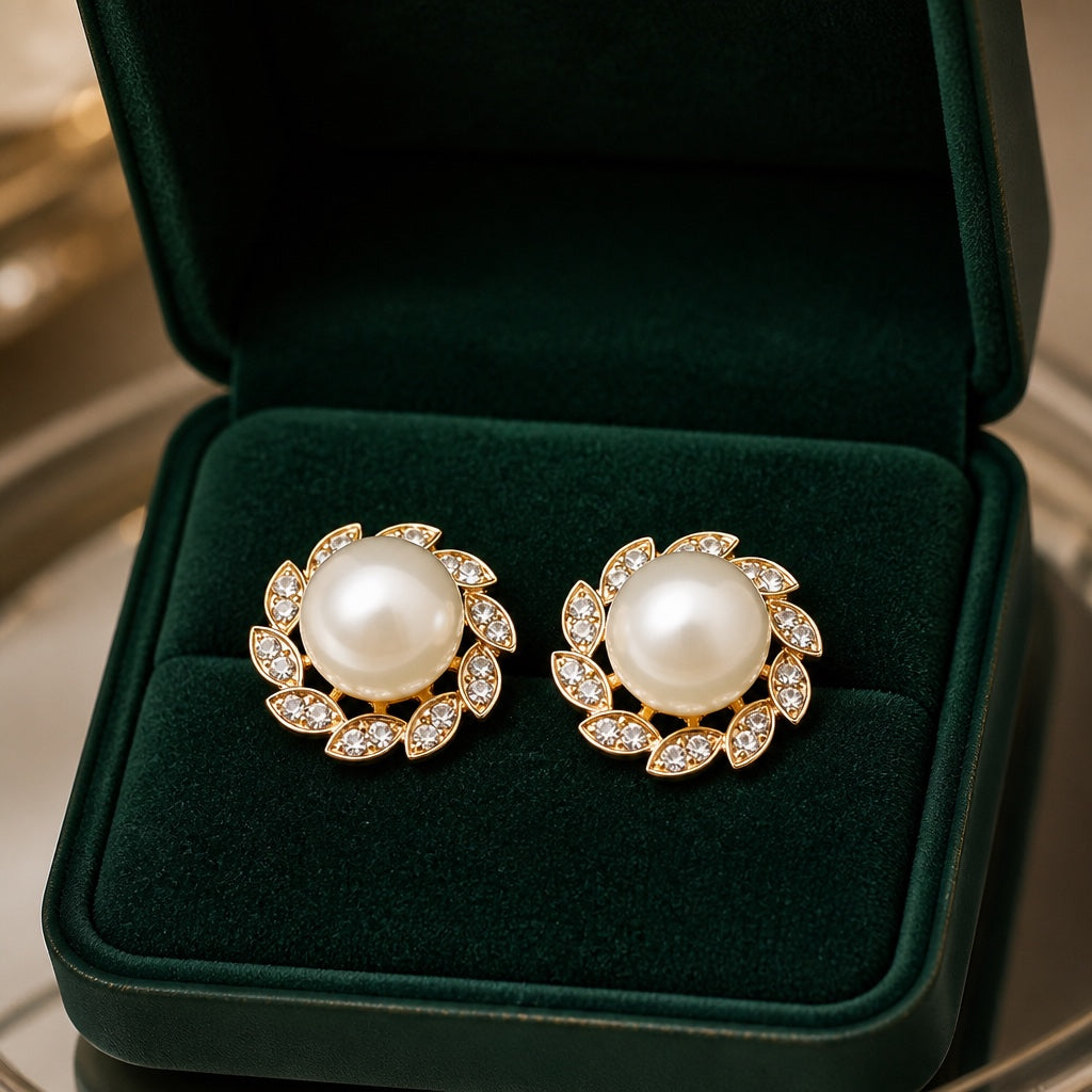 ARIA | ELEGANTE PERLEN-BLATT-OHRRINGE