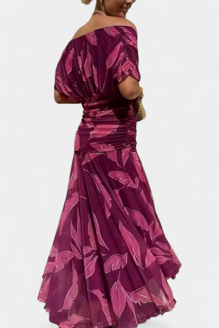 PENELOPE | LANGES BLUMIGES V-AUSSCHNITT-KLEID