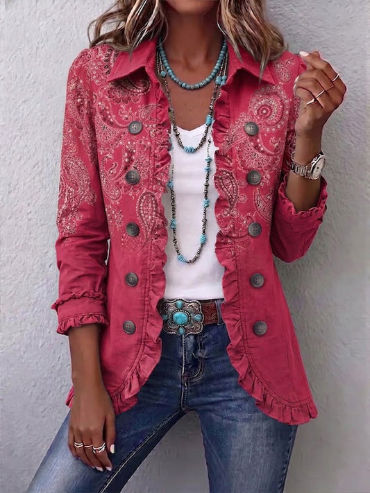 ANOUK | VINTAGE-JACKE MIT PAISLEY-MUSTER UND RÜSCHEN