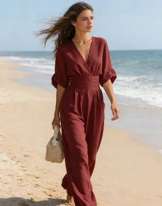 MONICA | ELEGANTES JUMPSUIT MIT V-AUSSCHNITT UND WEITEM BEIN