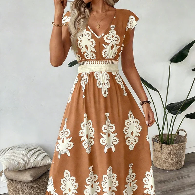 KAREN | BAROCK-MAXIKLEID MIT V-AUSSCHNITT