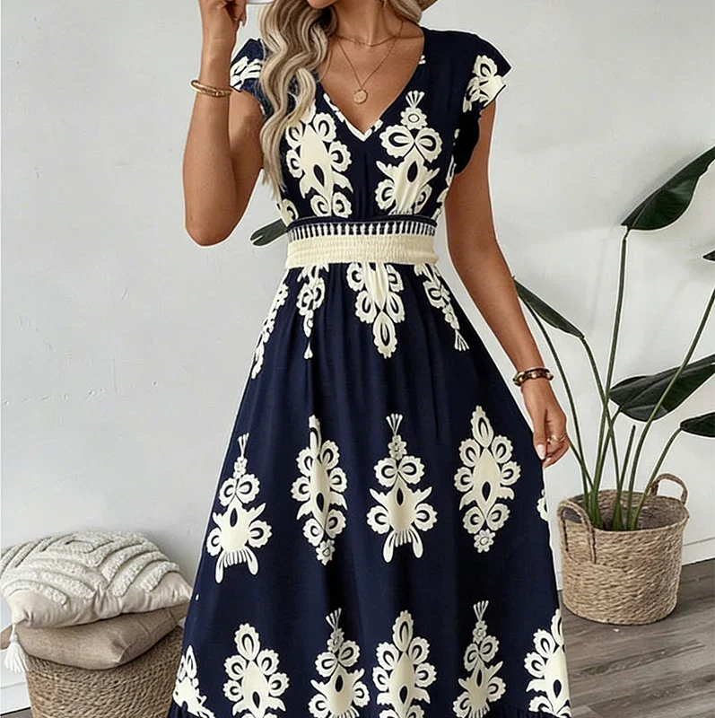 KAREN | BAROCK-MAXIKLEID MIT V-AUSSCHNITT
